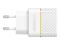 OtterBox Wall Charger - Strømadapter - 30 watt - 3 A - PD 3.0, USB BC 1.2 (24 pin USB-C) - skystøvhvit 78-80484