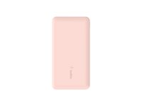 Belkin BoostCharge - Strømbank - 10000 mAh - 18 watt - 3 utgangskontakter (24 pin USB-C, 2 x USB) - rosagull BPB011BTRG