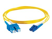 C2G LC-SC 9/125 OS1 Duplex Singlemode PVC Fiber Optic Cable (LSZH) - Koblingskabel - SC-enkeltmodus (hann) til LC-enkeltmodus (hann) - 3 m - 3 m - fiberoptisk - dupleks - 9 / 125 micron - OS1 - halogenfri - gul 85588