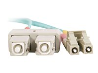 C2G LC-SC 10Gb 50/125 OM3 Duplex Multimode PVC Fiber Optic Cable (LSZH) - Nettverkskabel - SC flermodus (hann) til LC multimodus (hann) - 3 m - 3 m - fiberoptisk - dupleks - 50 / 125 mikroner - OM3 - halogenfri - akvamarin 85533