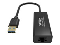 Vision TC-USBETH/BL - Nettverksadapter - USB 2.0 - Gigabit Ethernet x 1 - svart TC-USBETH/BL