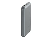 Belkin BoostCharge - Strømbank - 20000 mAh - 15 watt - 3 A - 3 utgangskontakter (2 x USB, 24 pin USB-C) - på kabel: USB-C - romgrå BPB012BTGY