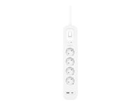 Belkin Connect - Overspenningsavleder - med USB-C- og USB-A-porter - utgangskontakter: 4 - 2 m kabel SRB001VF2M