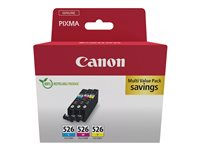 Canon CLI-526 C/M/Y Multi pack - 3-pack - 9 ml - gul, cyan, magenta - original - blekkbeholder - for PIXMA iP4850, iP4950, iX6550, MG5150, MG5250, MG5350, MG6150, MG6250, MX895 4541B019