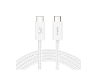 Belkin BoostCharge - USB-kabel - USB-C (hann) til USB-C (hann) - DC 48 V - 5 A - 1.5 m - USB Power Delivery (240 W), flettet kabel - hvit (en pakke 2) BBD009HQ05WH2PK