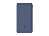 Belkin BoostCharge - Strømbank - 10000 mAh - 18 watt - 3 utgangskontakter (24 pin USB-C, 2 x USB) - blå BPB011BTBL