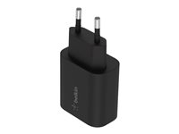 Belkin BoostCharge - Strømadapter - PPS-teknologi - 25 watt - PD 3.0, Fast Charge (24 pin USB-C) - svart WCA004VFBK