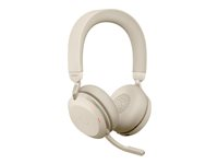 Jabra Evolve2 75 - Hodesett - on-ear - Bluetooth - trådløs - aktiv støydemping - USB-A - lydisolerende - beige - Optimert for UC 27599-989-998