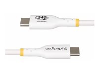 StarTech.com 2m USB C Charging Cable, USB-IF Certified USB-C Cable, 240W - USB-kabel - USB-C (hann) til USB-C (hann) - USB 2.0 - 48 V - 5 A - 2 m - halogenfri, passiv, utvidet effektområde (EPR), USB Power Delivery (240 W), støtte for Power Delivery 3,1 - hvit USB2EPR2MW