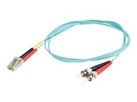 C2G LC-ST 10Gb 50/125 OM3 Duplex Multimode PVC Fiber Optic Cable (LSZH) - Nettverkskabel - ST flermodus (hann) til LC multimodus (hann) - 30 m - fiberoptisk - dupleks - 50 / 125 mikroner - OM3 - halogenfri - akvamarin 85548