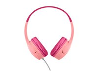 Belkin SoundForm Mini - Hodetelefoner med mikrofon - on-ear - kablet - 3,5 mm jakk, USB-C - rosa AUD010HQPK