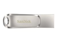 SanDisk Ultra Dual Drive Luxe - USB-flashstasjon - 128 GB - USB 3.1 Gen 1 / USB-C - sølv SDDDC4-128G-G46