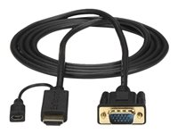 StarTech.com HDMI to VGA Cable - 3 ft / 1m - 1080p - 1920 x 1200 - Active HDMI Cable - Monitor Cable - Computer Cable (HD2VGAMM3) - Adapterkabel - HDMI, Micro-USB type B (kun strøm) til HD-15 (VGA) hann - 1 m - svart - aktiv, 1920 x 1200 (WUXGA)-støtte HD2VGAMM3